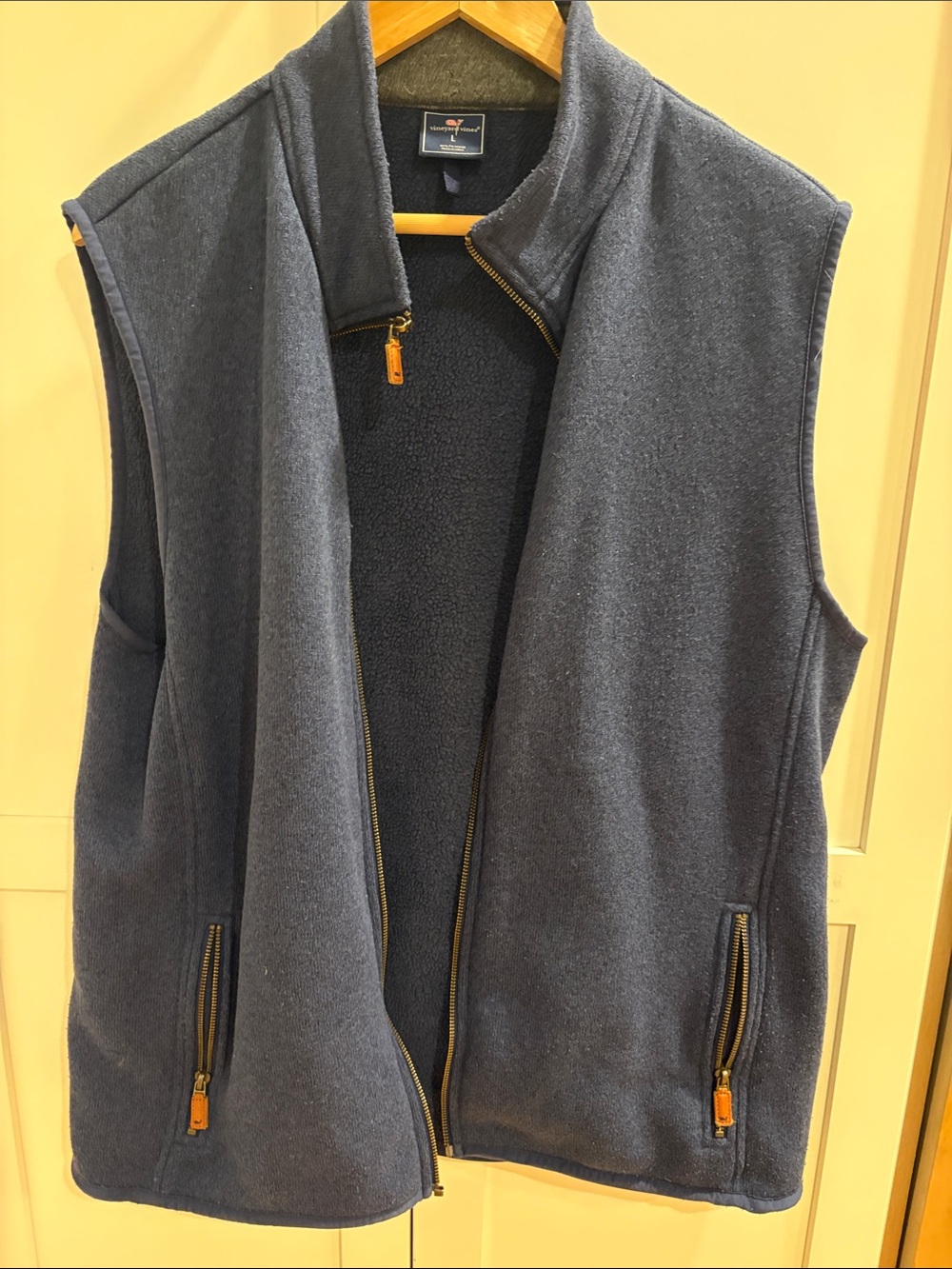 Men's Navy Fleece Zip Vest